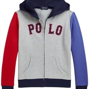 Gently Used Kids Polo Ralph Lauren Boys' Baseball-Logo Fleece Full-Zip Hoodie